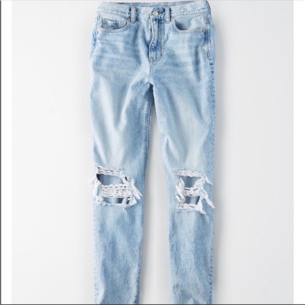 American Eagle Outfitters | Women Blue Destroyed Mom Jeans Sz 0